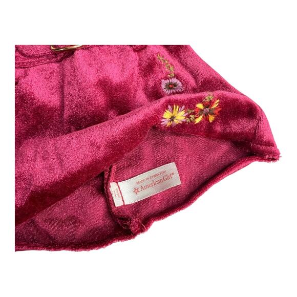 American Girl Julie Christmas Dress & Belt Cranberry Red Crushed Velvet Jumper - Picture 4 of 5